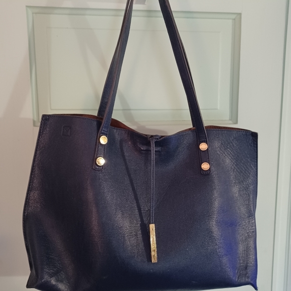 Calvin Klein Handbags - Calvin Klein blue unstructured pebble leather tote with wristlet magnetic close